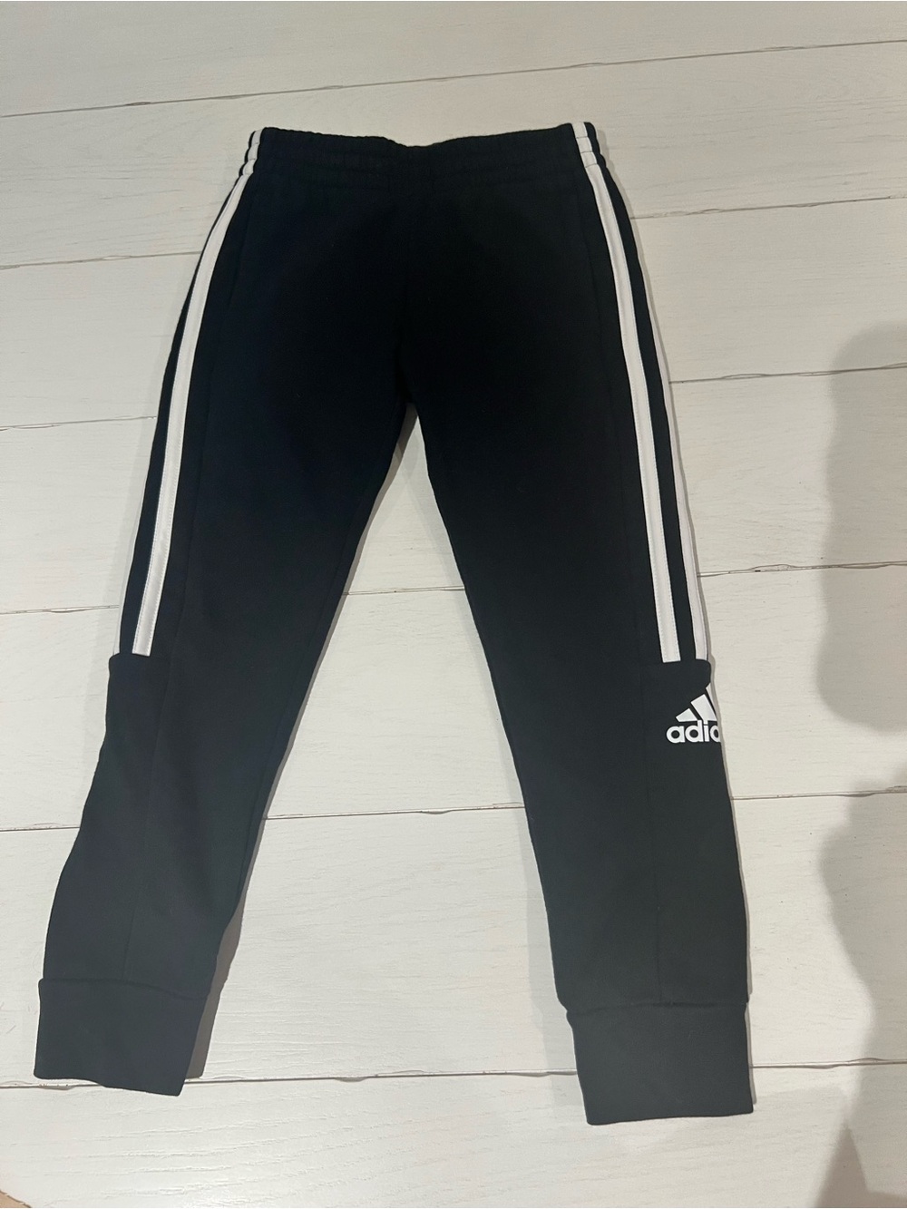 adidas Black Jogger Pants with White Side Stripes
